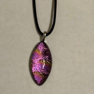 Black Corded Necklace with Pink Pendant